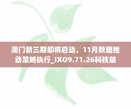 澳門(mén)新三期即將啟動(dòng)，11月數(shù)據(jù)推動(dòng)策略執(zhí)行_IXO9.71.26科技版
