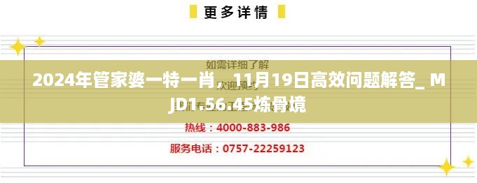 2024年管家婆一特一肖，11月19日高效問題解答_ MJD1.56.45煉骨境