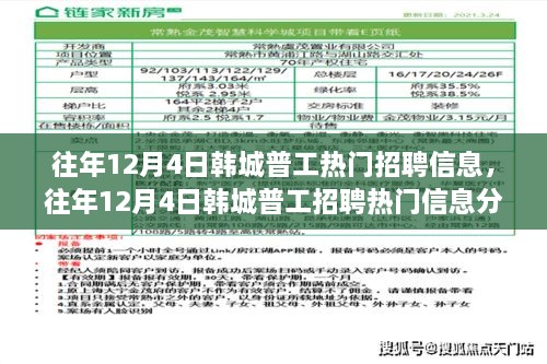 韓城普工招聘熱門信息解析，影響與個(gè)人立場探討（往年12月4日）