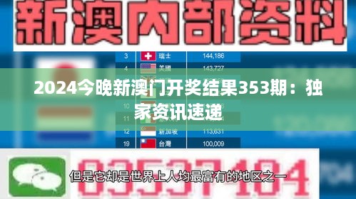 2024今晚新澳門開獎結(jié)果353期：獨家資訊速遞