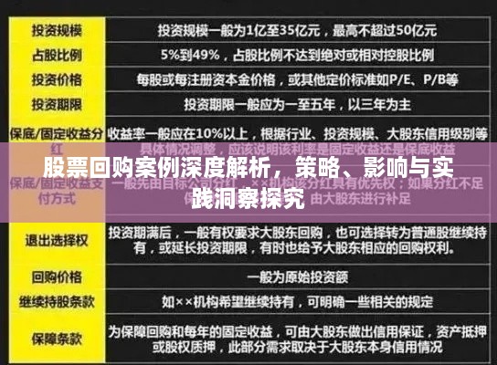 股票回購案例深度解析，策略、影響與實踐洞察探究