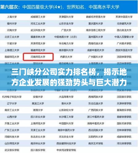 三門峽分公司實(shí)力排名榜，揭示地方企業(yè)發(fā)展的強(qiáng)勁勢頭與巨大潛力