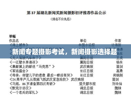 新聞專題攝影考試，新聞攝影選擇題 